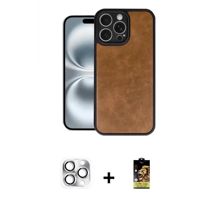 iPhone 16 Pro Max Kılıf Kıvılcım Işık Serisi - Siyah Buffer Cam Ekran Koruyucu + Pers Alüminyum Kamera Lens - GS