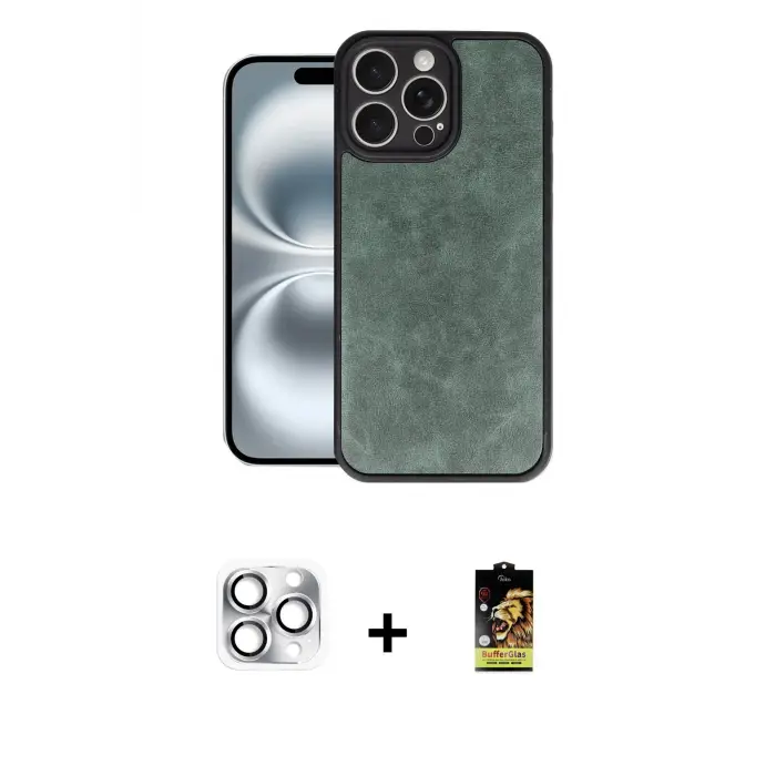 iPhone 16 Pro Max Kılıf Kıvılcım Işık Serisi - Siyah Buffer Cam Ekran Koruyucu + Pers Alüminyum Kamera Lens - GS