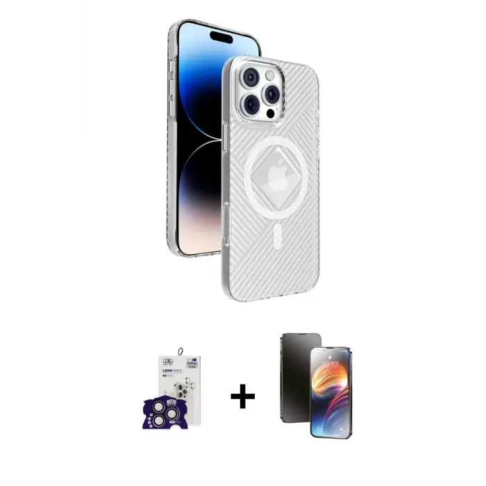 iPhone 16 Pro Max Kılıf Nova Modern Prime - Siyah 3D Antistatik Mat Seramik Nano Ekran Koruyucu + Bilvis Titan Kamera Lens - TMGI