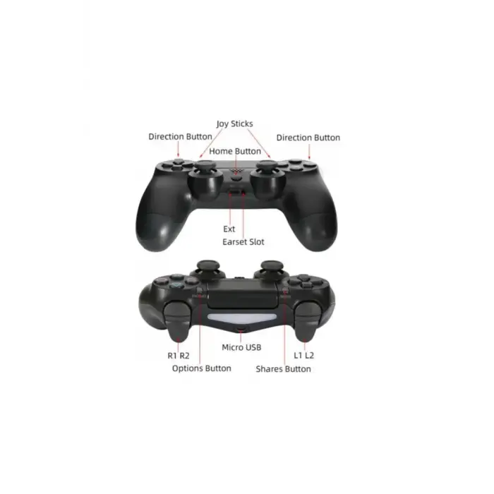 Kablosuz Ps4 Oyun Kolu | Wireless Joystick Gamepad | Titreşimli Dualshock Uyumlu – Siyah