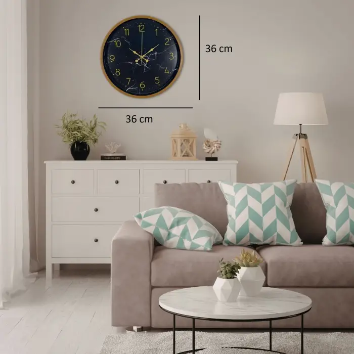 Kahverengi Mermer Desenli 36 Cm Duvar Saati
