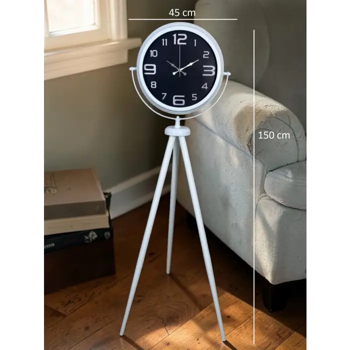 Kontrast Tasarım Beyaz Tripod Ayaklı Saat