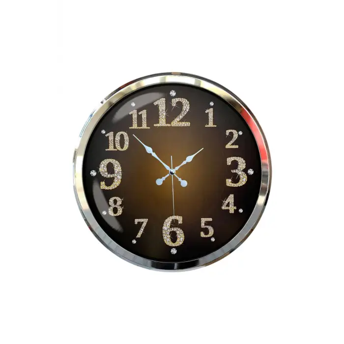 Krom Işıltılı Zaman 52 Cm Metal Duvar Saati