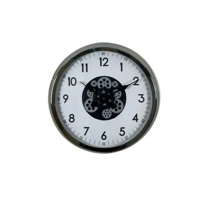 Krom Şıklık Sade 60 Cm Çarklı Duvar Saati