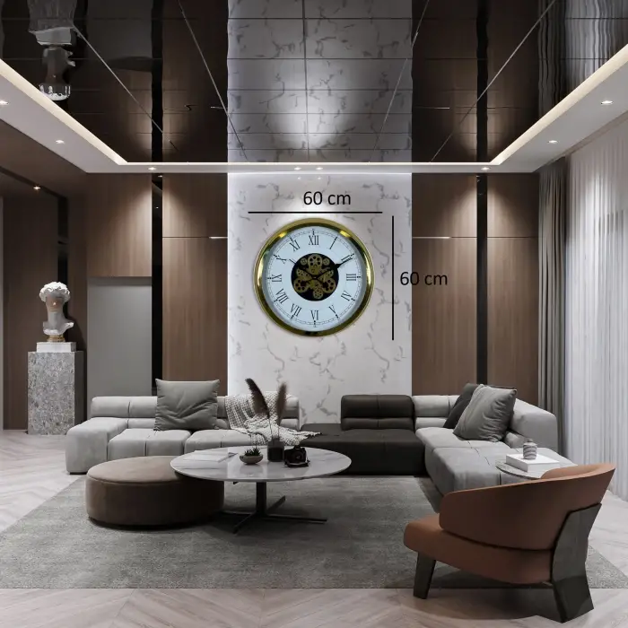Luxury Gold 60 Cm Çarklı Duvar Saati