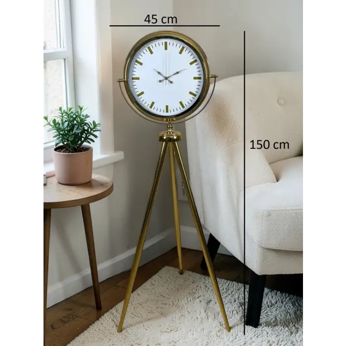 Modern Gold Tripod Ayaklı Saat