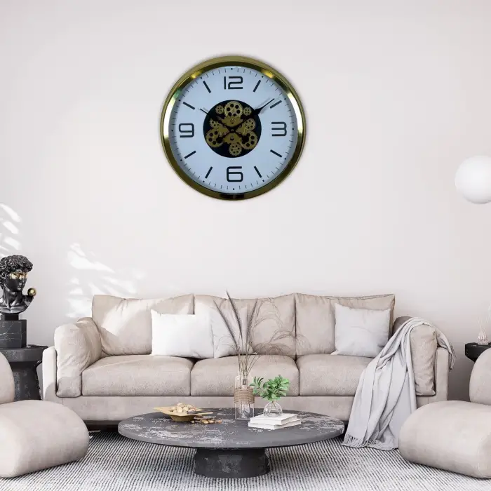 Modern Prestige Gold 60 Cm Çarklı Duvar Saati
