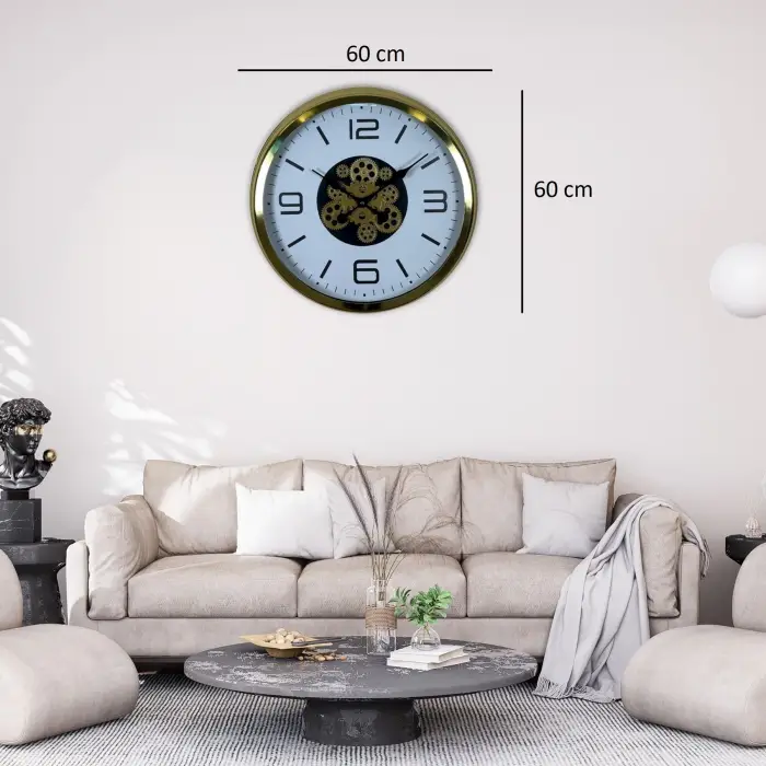 Modern Prestige Gold 60 Cm Çarklı Duvar Saati