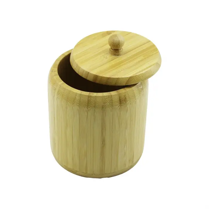 No-12 Ahşap - Bambu Şekerlik Kapaklı Çap: 11.3cm Derinlik: 11cm