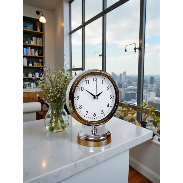 Noble Time 25 x 20 Cm Metal Krom Masa Saati