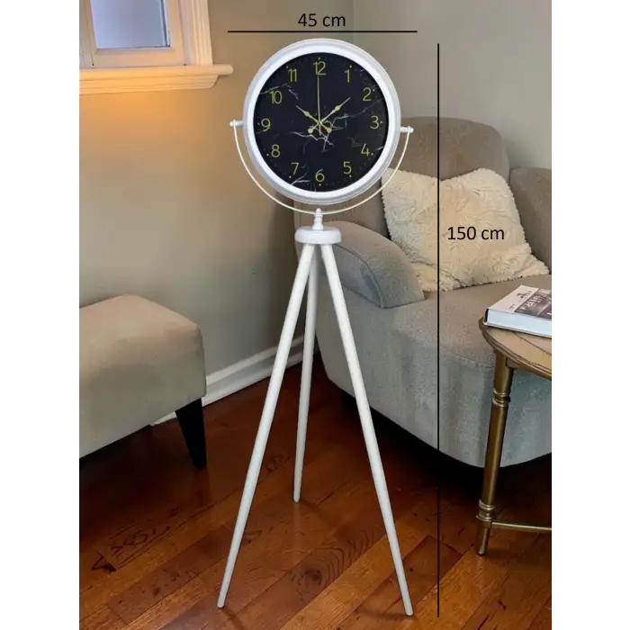 Premium Mermer Desenli Tripod Ayaklı Saat