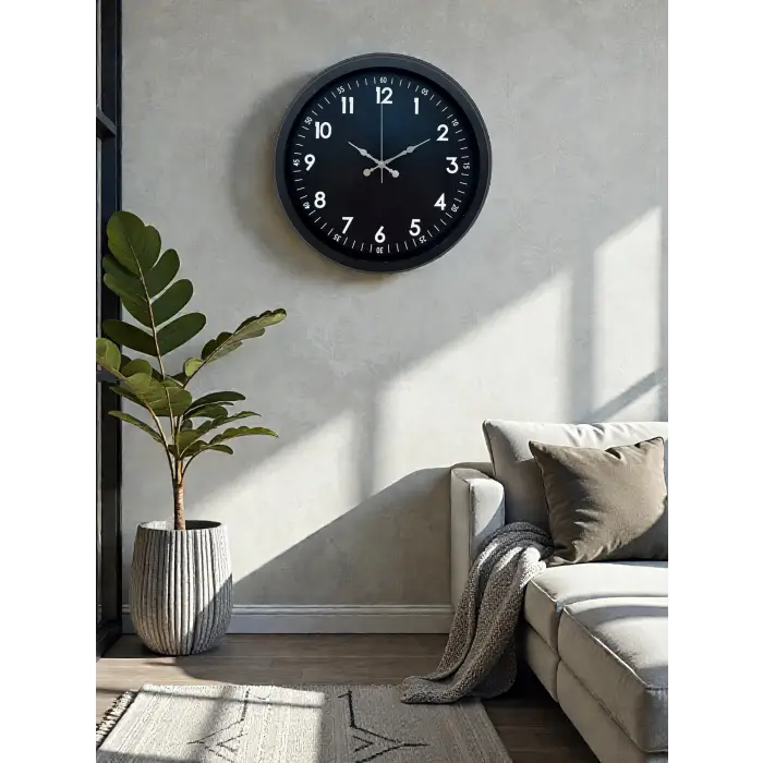 Pure Dark Black 40 Cm Metal Duvar Saati
