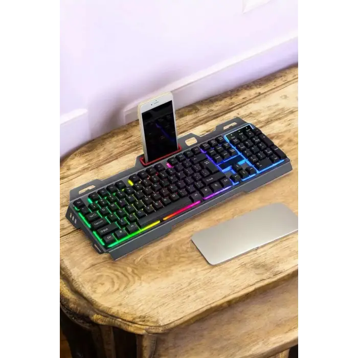 Q Klavye Rgb Işıklı Klavye Ve Mouse Seti Kablolu Mouse Hediyeliş