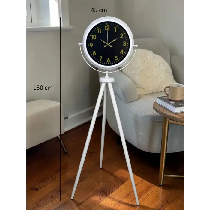 Royal Gold Rakamlı Beyaz Tripod Ayaklı Saat