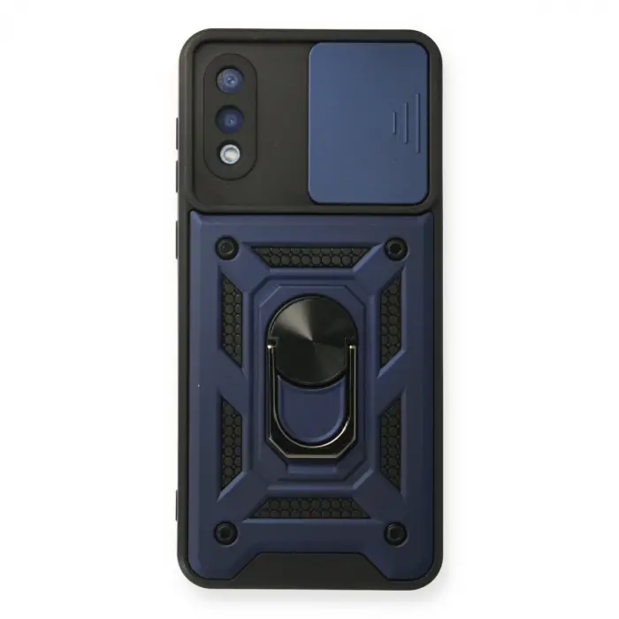 Samsung Galaxy A02 Kılıf Pars Lens Yüzüklü Silikon - Lacivert