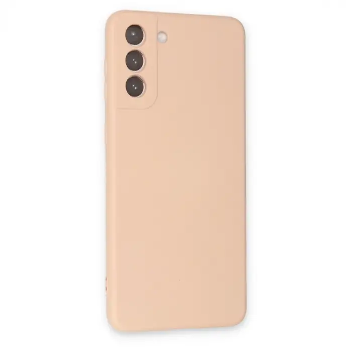 Samsung Galaxy S21 Kılıf Nano İçi Kadife Silikon - Pudra