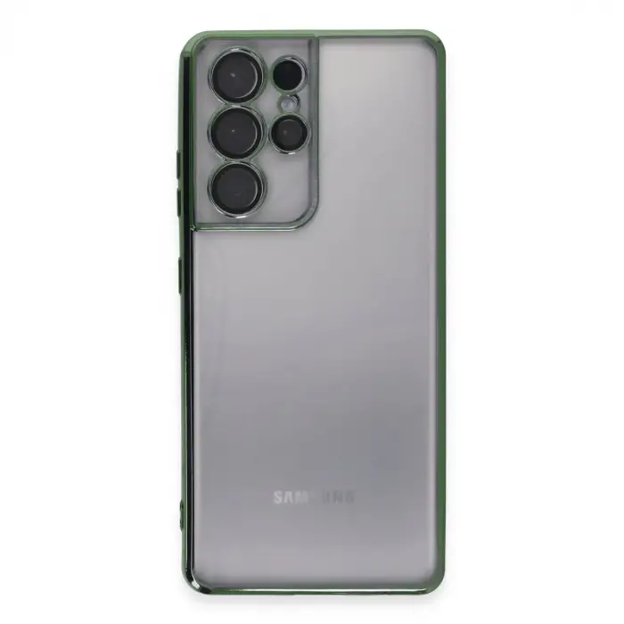 Samsung Galaxy S21 Ultra Kılıf Razer Lensli Silikon - Yeşil