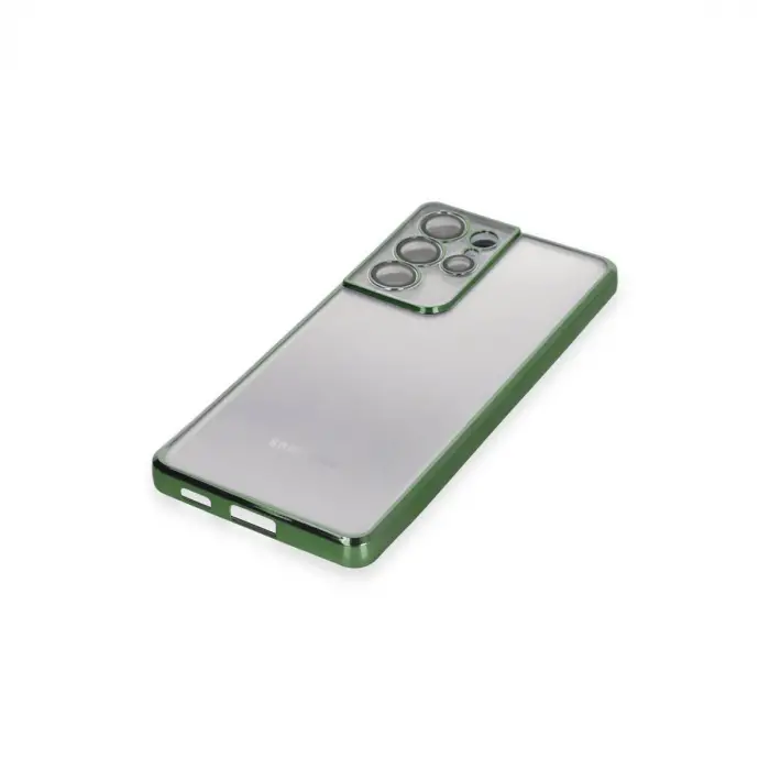 Samsung Galaxy S21 Ultra Kılıf Razer Lensli Silikon - Yeşil
