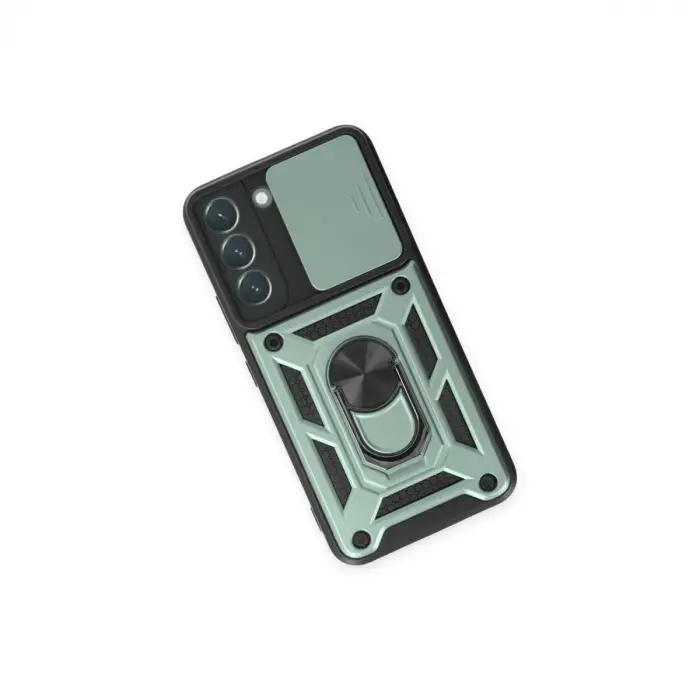 Samsung Galaxy S24 Kılıf Pars Lens Yüzüklü Silikon - Yeşil