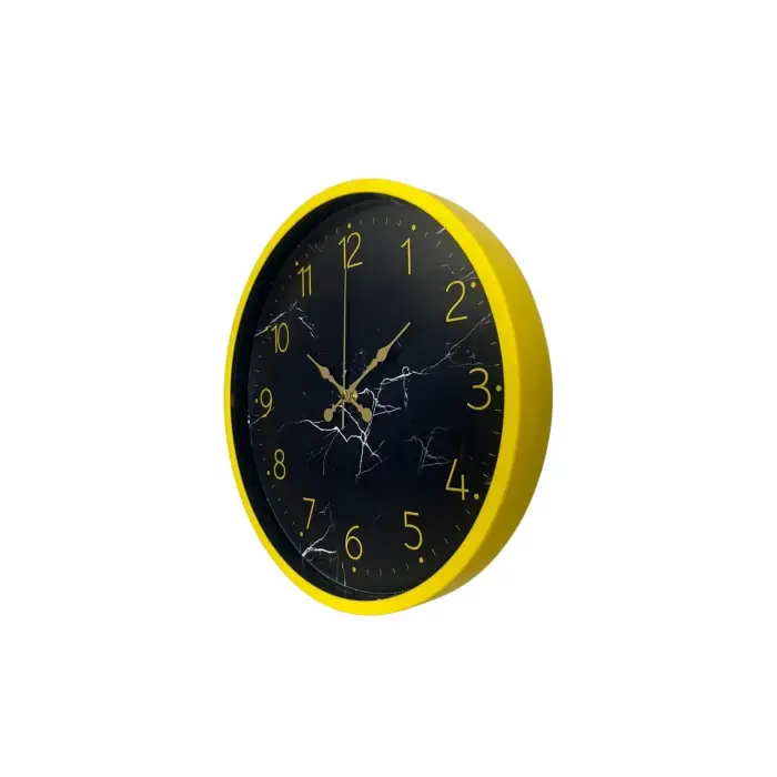 Sarı 36 Cm Mermer Desenli Duvar Saati