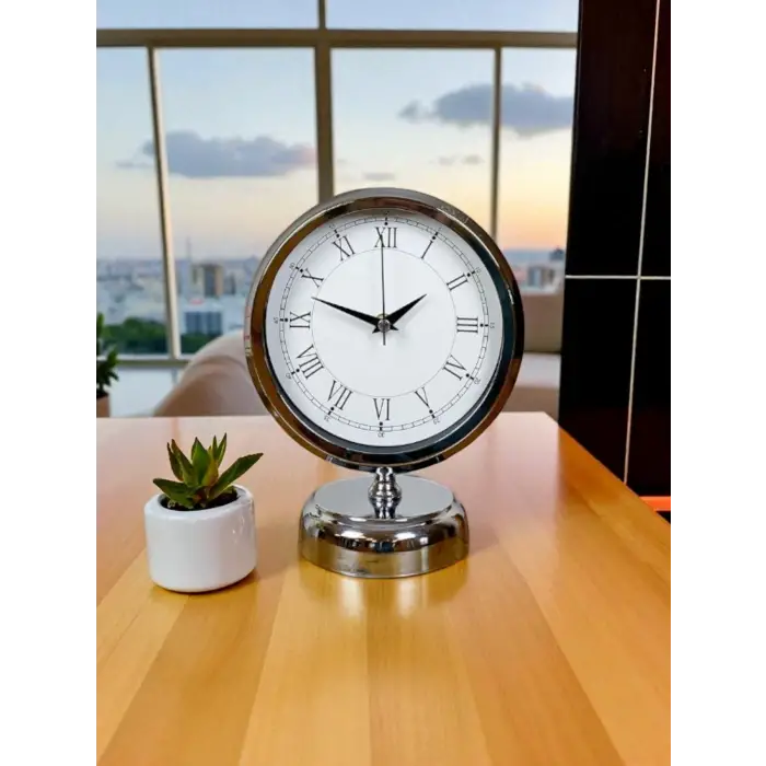 Sılver Classic Aura 25 x 20 Cm Metal Krom Masa Saati