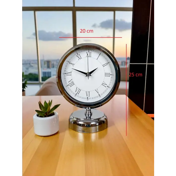 Sılver Classic Aura 25 x 20 Cm Metal Krom Masa Saati