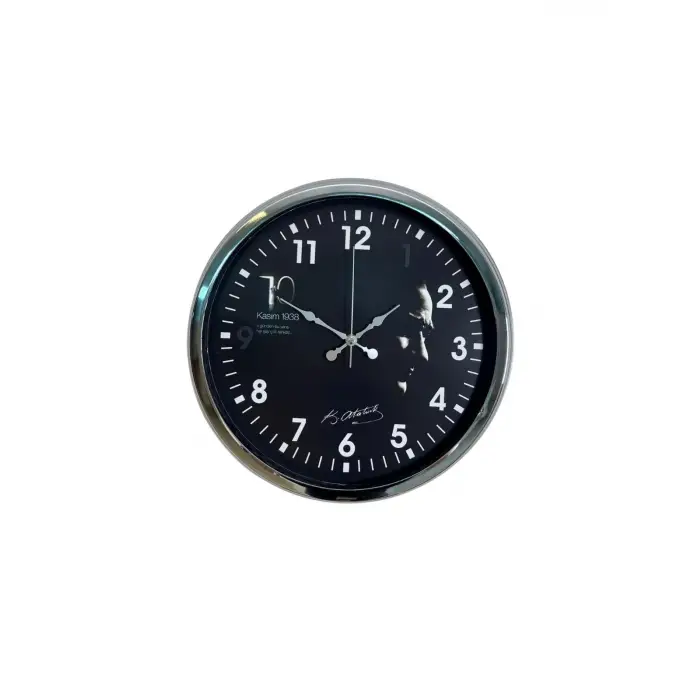 Silver Prestige Atatürk 36 Cm Metal Krom Duvar Saati