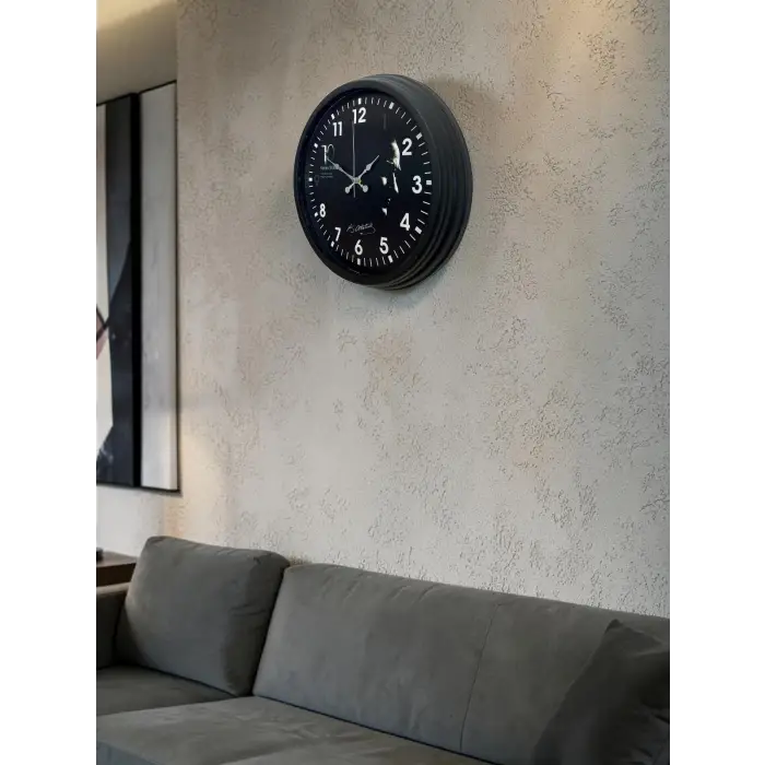 Siyah 40 Cm Metal Atatürk Seri Duvar Saati