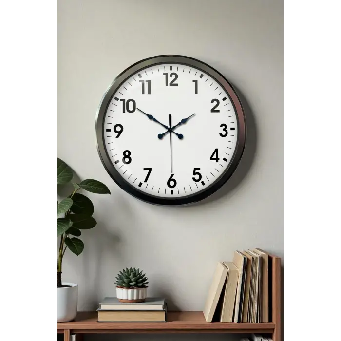 Siyah Klasik 52 Cm Modern Duvar Saati