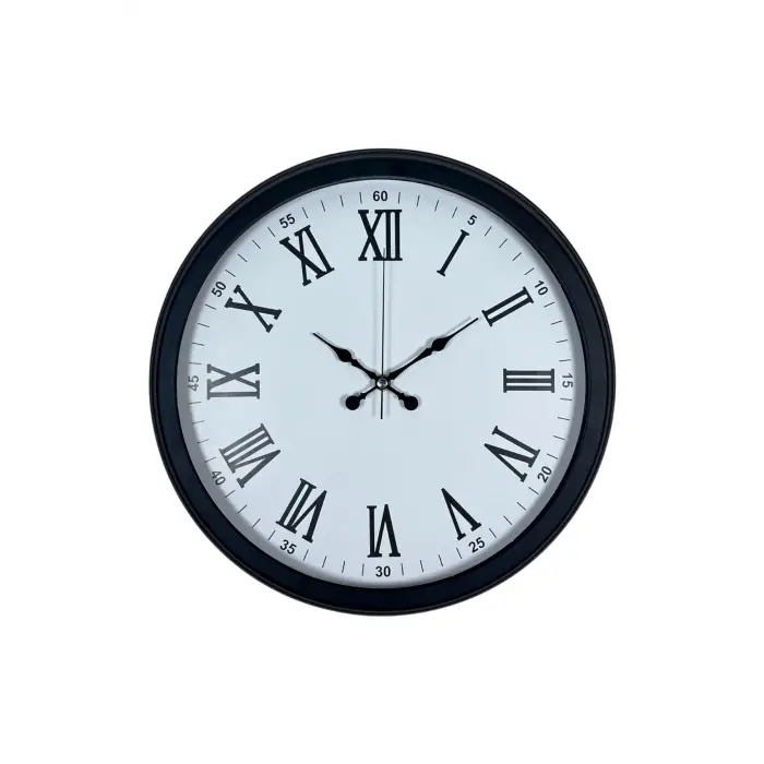 Siyah Klasik & Şık 40 Cm Metal Duvar Saati