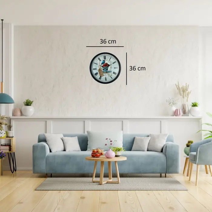 Siyah Paris Garden Dekoratif 36 Cm Duvar Saati