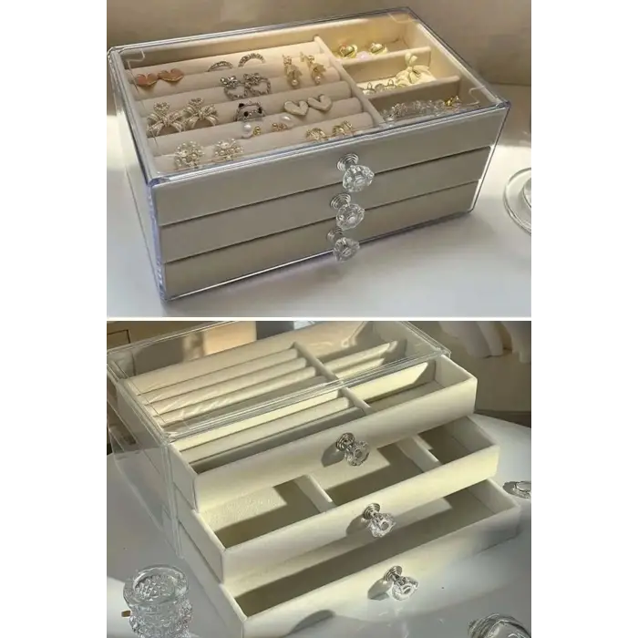 Üç Katlı Çekmeceli Takı Kozmetik Organizer