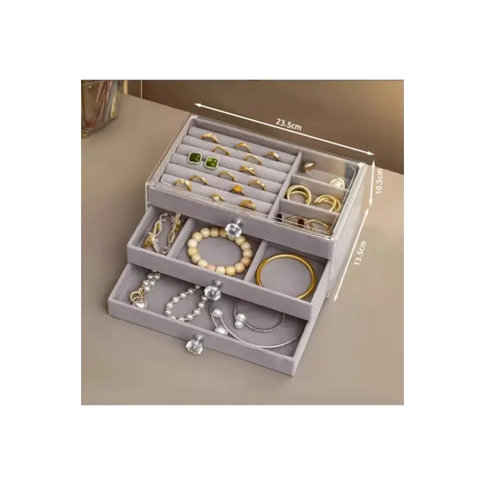 Üç Katlı Çekmeceli Takı Kozmetik Organizer