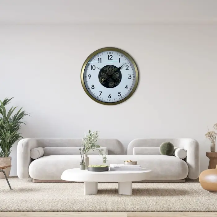 Vintage 60 Cm Çarklı Modern Duvar Saati