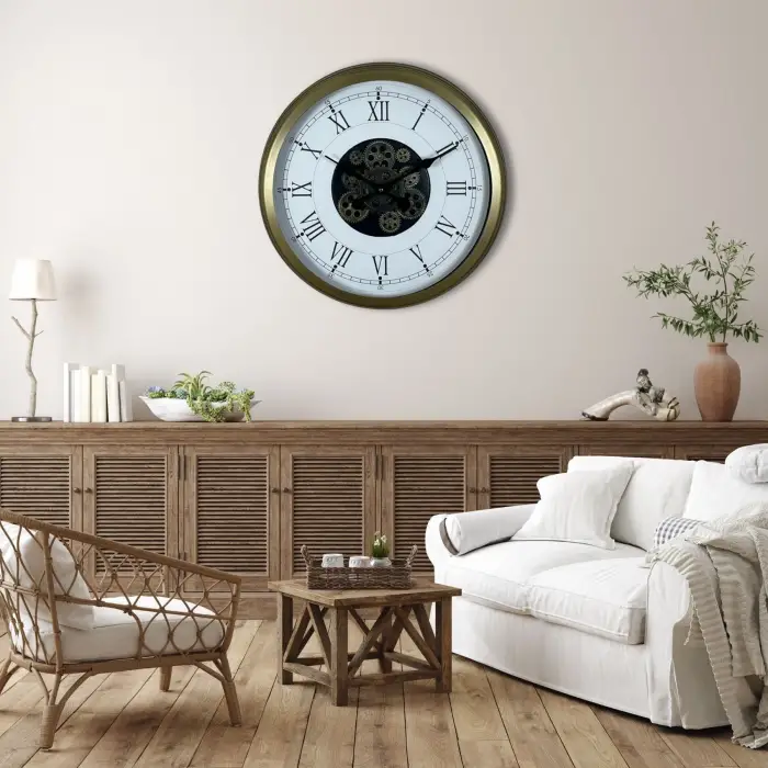 Vintage Roma Rakamlı 60 Cm Çarklı Duvar Saati