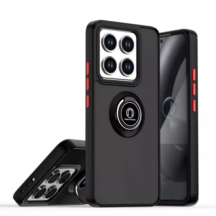 Xiaomi Mi 14t Montreal Yüzüklü Silikon Kapak - Siyah