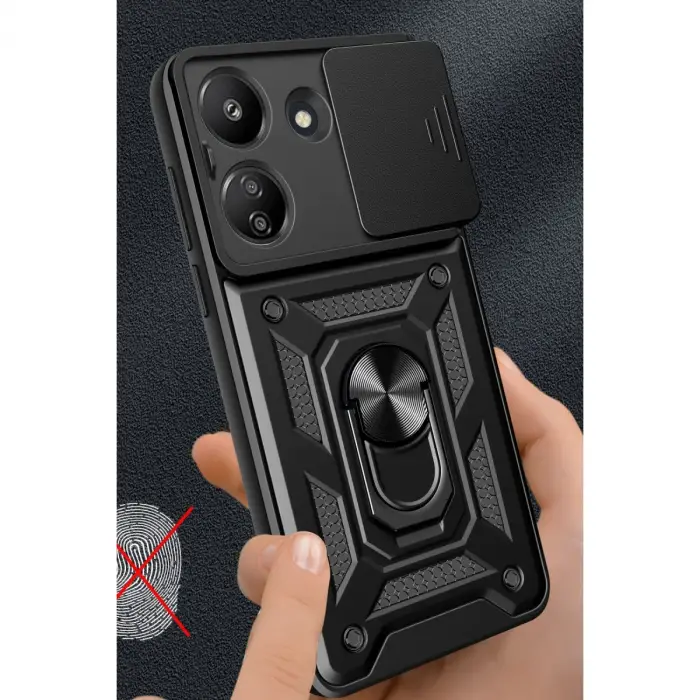 Xiaomi Redmi 13c Kılıf Pars Lens Yüzüklü Silikon - Yeşil