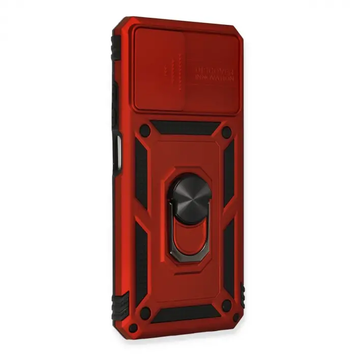 Xiaomi Redmi Note 10 Kılıf Pars Lens Yüzüklü Silikon - Kırmızı