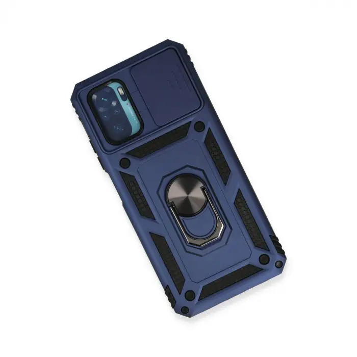 Xiaomi Redmi Note 10 Kılıf Pars Lens Yüzüklü Silikon - Lacivert