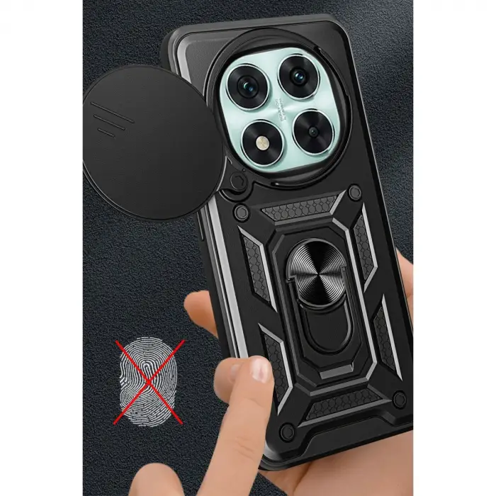 Xiaomi Redmi Note 14 Pro 4g Kılıf Pars Lens Yüzüklü Silikon - Siyah