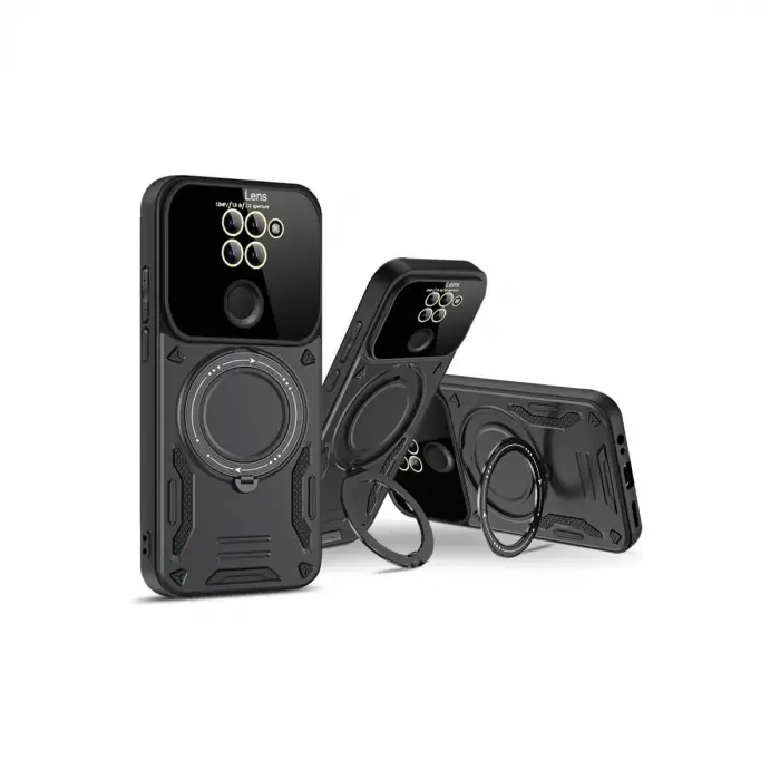 Xiaomi Redmi Note 9 Joy Lens Standlı Kapak - Siyah