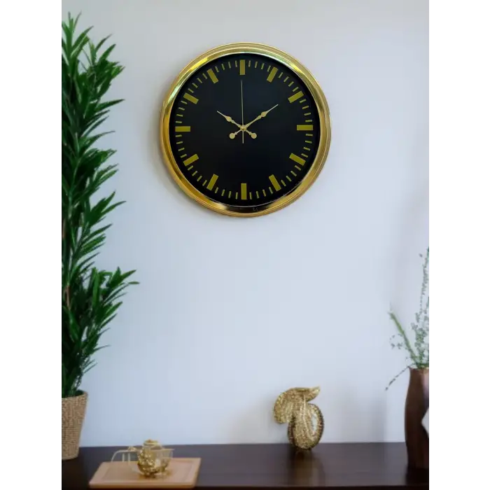 Zarif Klasik Stil 40 Cm Metal Gold Duvar Saati