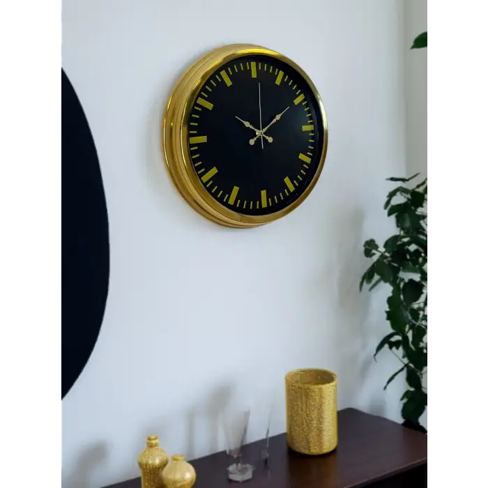 Zarif Klasik Stil 40 Cm Metal Gold Duvar Saati