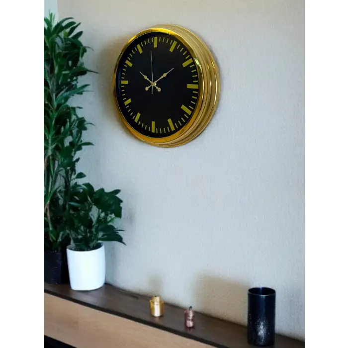 Zarif Klasik Stil 40 Cm Metal Gold Duvar Saati