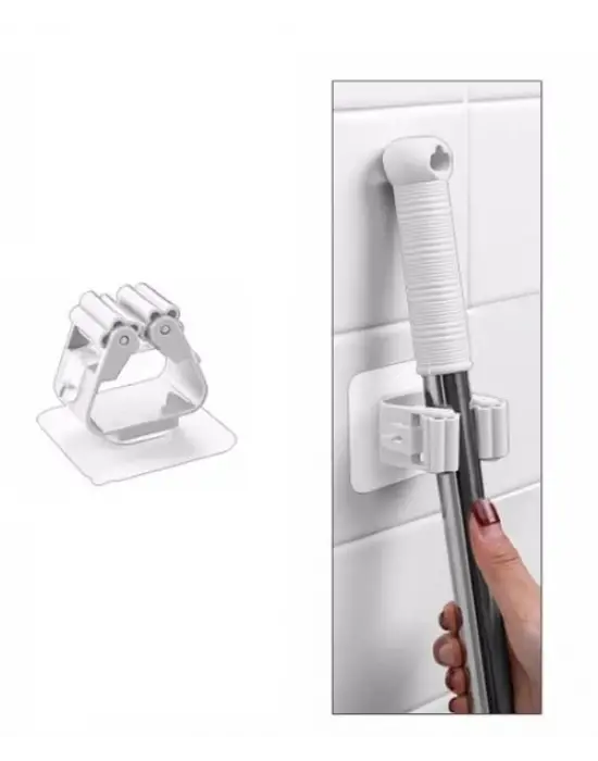 1 Adet Yapışkanlı Pratik Mop Tutucu Beyaz
