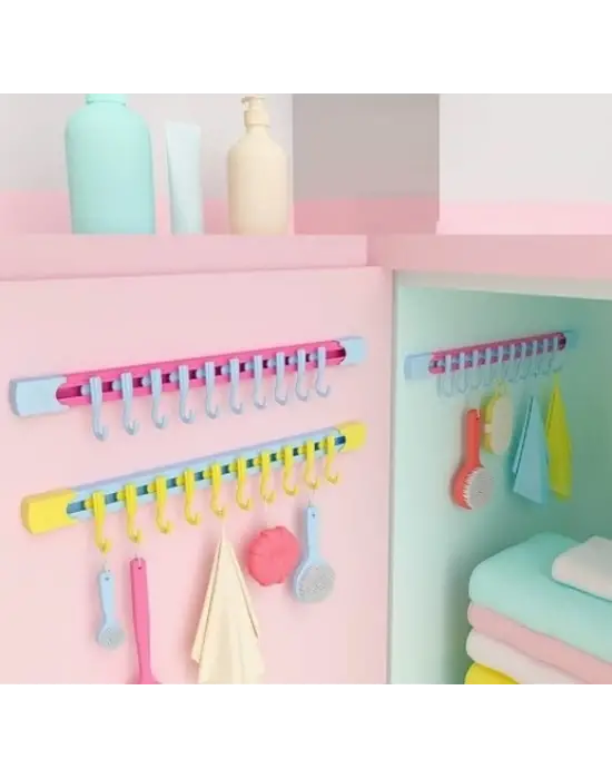 10 Kancalı Raylı Mutfak Ve Banyo Düzenleyici Askı 30 Cm