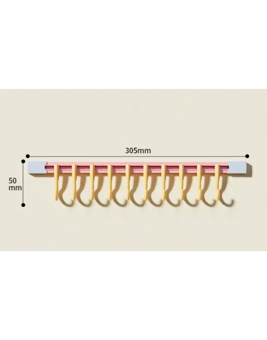 10 Kancalı Raylı Mutfak Ve Banyo Düzenleyici Askı 30 Cm