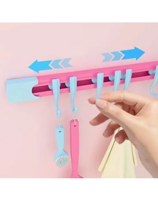 10 Kancalı Raylı Mutfak Ve Banyo Düzenleyici Askı 30 Cm