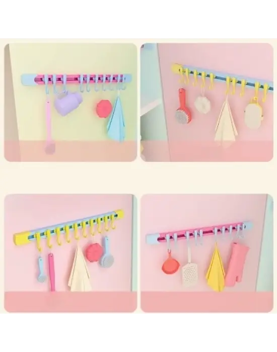 10 Kancalı Raylı Mutfak Ve Banyo Düzenleyici Askı 30 Cm
