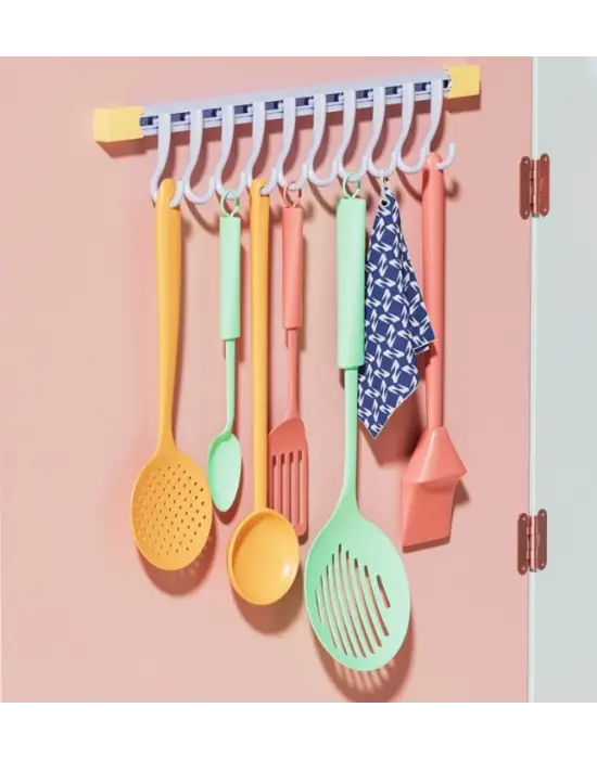 10 Kancalı Raylı Mutfak Ve Banyo Düzenleyici Askı 30 Cm